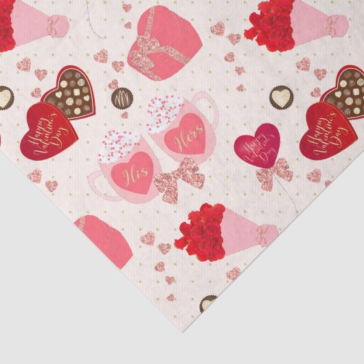 Retro Lieverd Valentijnsdag Chocolate Hearts Tissuepapier (Detail)