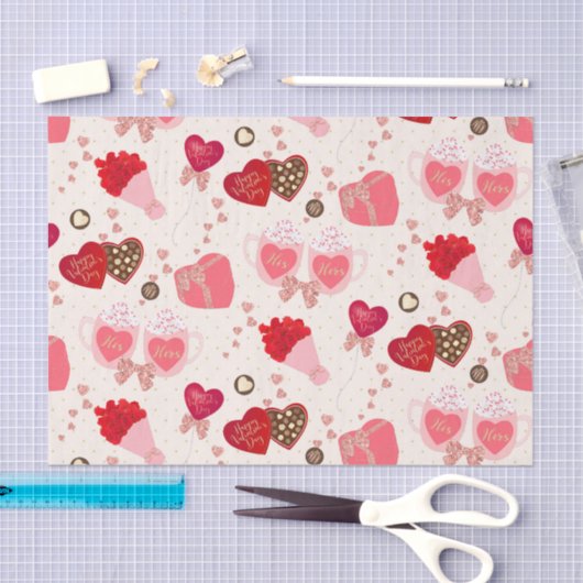 Retro Lieverd Valentijnsdag Chocolate Hearts Tissuepapier (Craft)