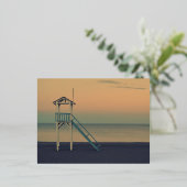 Retro Lifeguard Beach Tower Sunset Foto Folie Feestdagen Briefkaart (Staand Voorkant)