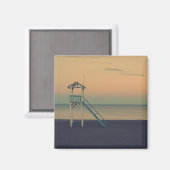 Retro Lifeguard Beach Tower Sunset Foto Magneet (Voorkant / Achterkant)
