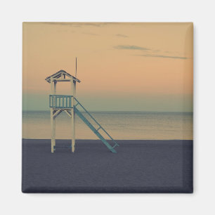 Retro Lifeguard Beach Tower Sunset Foto Magneet