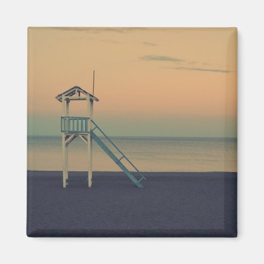 Retro Lifeguard Beach Tower Sunset Foto Magneet (Voorkant)