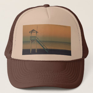 Retro Lifeguard Beach Tower Sunset Foto Trucker Pet
