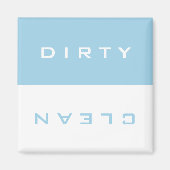 Retro Light Blue en White Dirty/Clean Dishwasmachi Magneet (Voorkant)