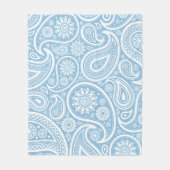 Retro Light Blue White Paisley Print Fleece Deken (Voorkant)