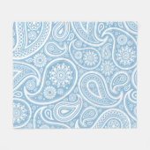 Retro Light Blue White Paisley Print Fleece Deken (Voorkant (Horizontaal))