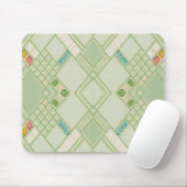 Retro Light Green Geometric Bohemian Tile Patroon Muismat (Met muis)