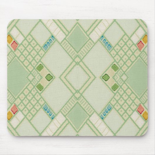 Retro Light Green Geometric Bohemian Tile Patroon Muismat (Voorkant)