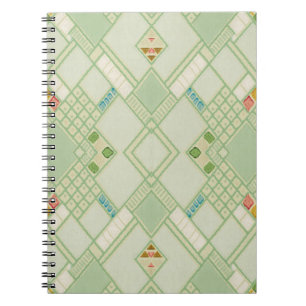 Retro Light Green Geometric Bohemian Tile Patroon Notitieboek