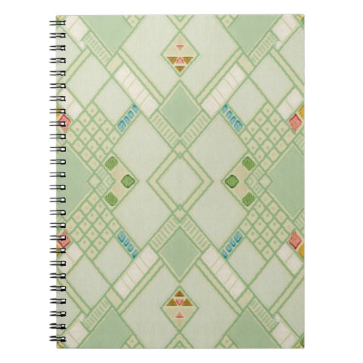 Retro Light Green Geometric Bohemian Tile Patroon Notitieboek (Voorkant)