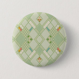 Retro Light Green Geometric Bohemian Tile Patroon Ronde Button 5,7 Cm