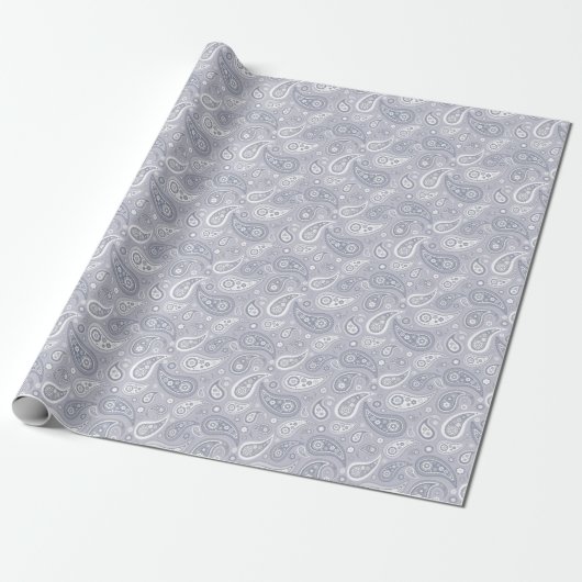 Retro Light Grey Paisley Cadeaupapier (Uitgerold)