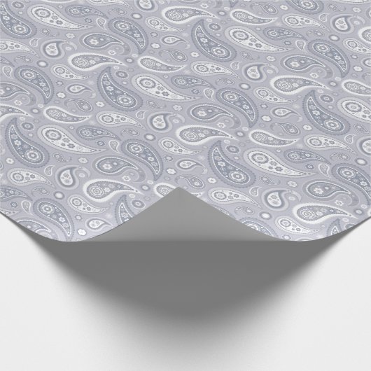 Retro Light Grey Paisley Cadeaupapier (Hoek)