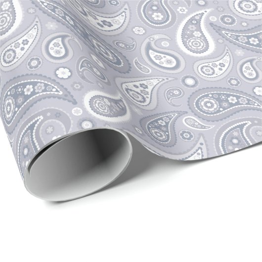 Retro Light Grey Paisley Cadeaupapier (Rol Hoek)