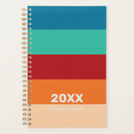 Retro Light Orange Pumpkin Blue Stripe 2026 Name Planner