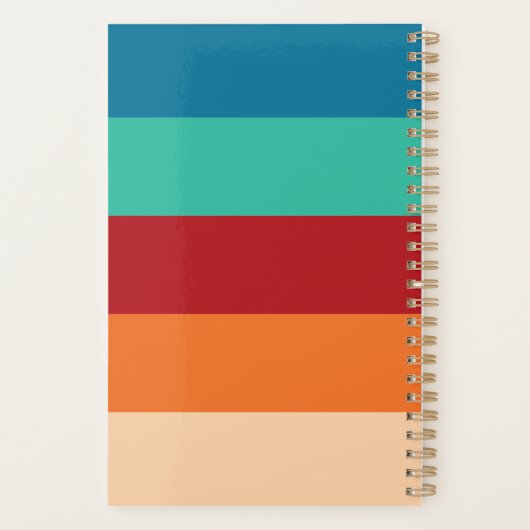 Retro Light Orange Pumpkin Blue Stripe 2026 Name Planner (Achterkant)