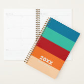 Retro Light Orange Pumpkin Blue Stripe 2026 Name Planner (Display)