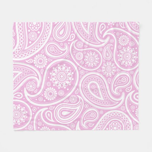 Retro Light Roze White Paisley Print Fleece Deken (Voorkant (Horizontaal))