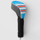 Retro Light Sky Blue Across Strepen met Naam Golfheadcover (Schuin)