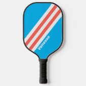 Retro Light Sky Blue Stripes met naam Pickleball Paddle (Voorkant)
