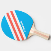 Retro Light Sky Blue Stripes met naam Tafeltennisbatje (Zijkant)
