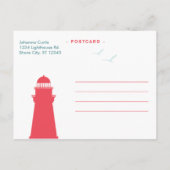 Retro Lighthouse Poster Save the Date Briefkaart (Achterkant)