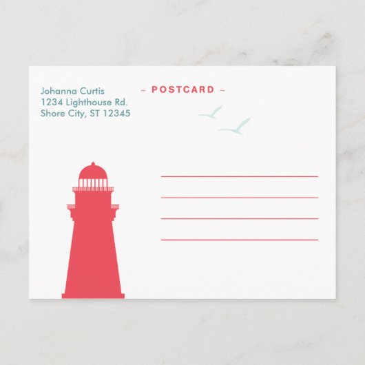 Retro Lighthouse Poster Save the Date Briefkaart (Achterkant)