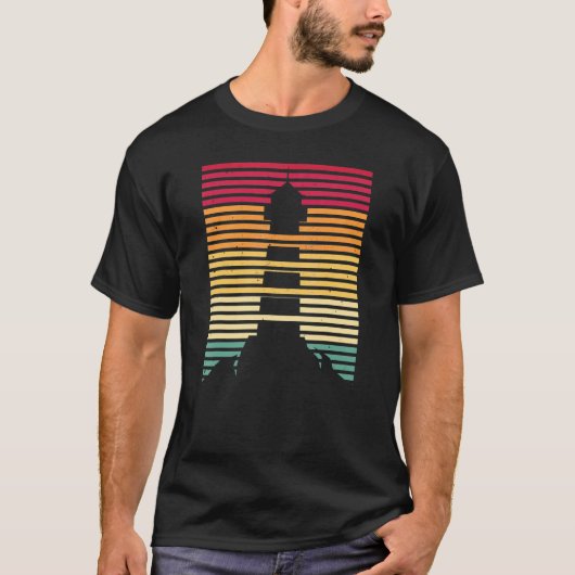Retro Lighthouse Water Ocean Zee Lighthou T-shirt (Voorkant)
