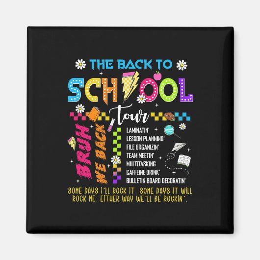 Retro Lightning Bolt Abcd Back To School Tour Teac Magneet (Voorkant)