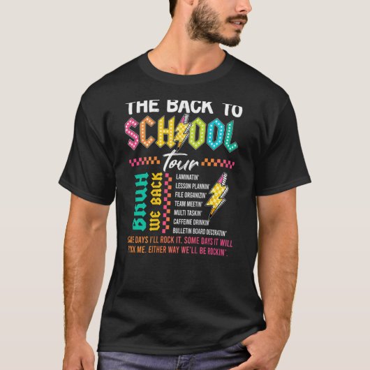 Retro Lightning Bolt ABCD De Back To School Tours T-shirt (Voorkant)