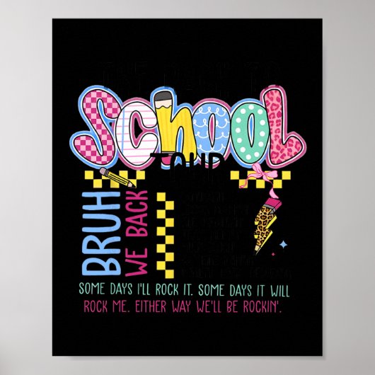 Retro Lightning Bolt Back To School Tour Teacher K Poster (Voorkant)