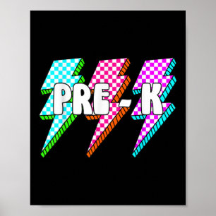 Retro Lightning Bolt Pre-K Terug naar School Check Poster
