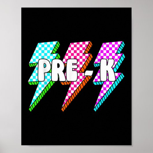 Retro Lightning Bolt Pre-K Terug naar School Check Poster (Voorkant)