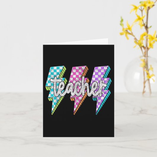 Retro Lightning Bolt Teacher Kaart (Gele Bloem)