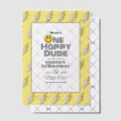 Retro Lightning One Happy Dude 1e verjaardag foto Vellum Uitnodigingen (Offset (Uitnodiging))