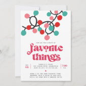 Retro Lights Vakantie Favoriete Dingen Feest Kaart (Voorkant)