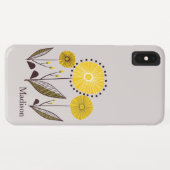 Retro Lijn Kunst Gele Bloemige Gepersonaliseerde N Case-Mate iPhone Case (Achterkant (horizontaal))