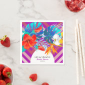 Retro lijnen bloemrijke zomer tropische bruiloft f servet (Insitu)