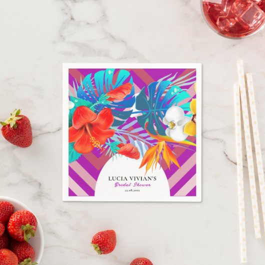 Retro lijnen bloemrijke zomer tropische bruiloft f servet (Insitu)