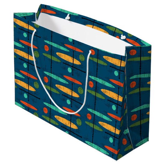 Retro-lijnen en -objecten groot cadeauzakje (Achterkant Gekanteld)