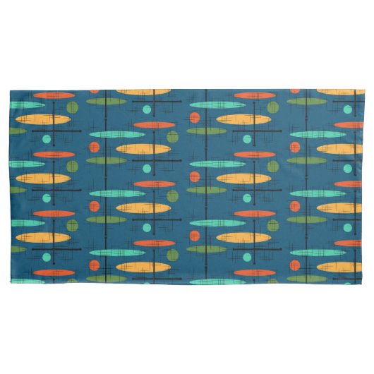 Retro-lijnen en -objecten kussensloop (Voorkant-Links)