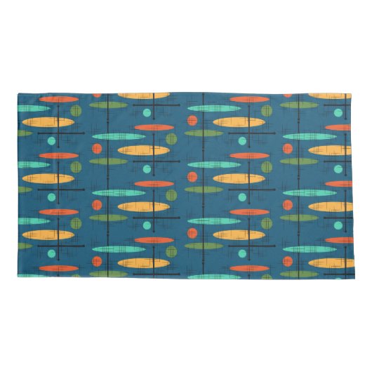 Retro-lijnen en -objecten kussensloop (Achterkant-Links)