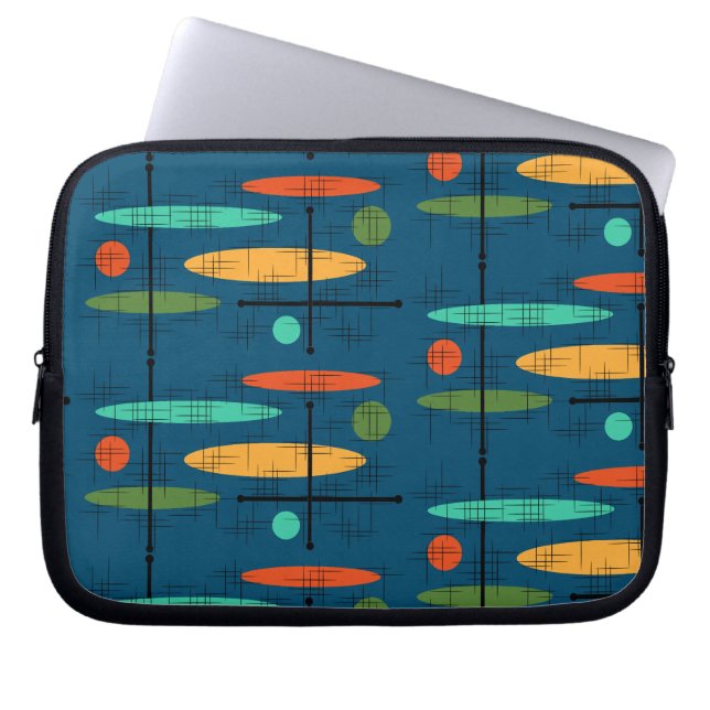 Retro-lijnen en -objecten laptop sleeve (Voorkant)