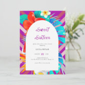 Retro lijnen Tropische Magenta Fuchsia Sweet Sixte Kaart (Staand voorkant)