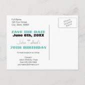 Retro Lijst 70e verjaardagsfeest Save the Date Aankondigingskaart (Achterkant)
