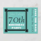 Retro Lijst 70e verjaardagsfeest Save the Date Aankondigingskaart (Voorkant)