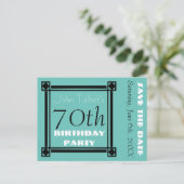 Retro Lijst 70e verjaardagsfeest Save the Date Aankondigingskaart (Staand voorkant)