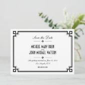 Retro lijst wit Art Deco Save the Date kaart (Staand voorkant)