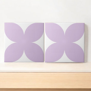 Retro Lila Bloemblaadje Mid Century Modern Tegeltje