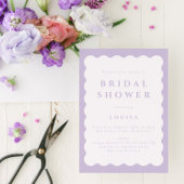 Retro Lila golvende bruids doucheuitnodiging Kaart